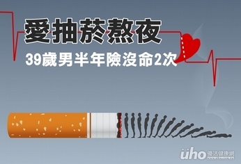 愛抽菸熬夜 39歲男半年險沒命2次