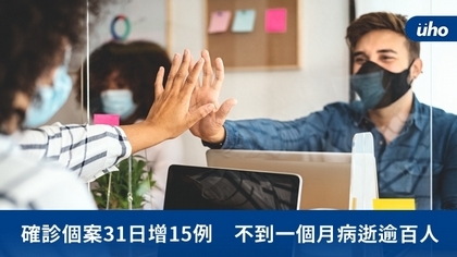 確診個案31日增15例 不到一個月病逝逾百人