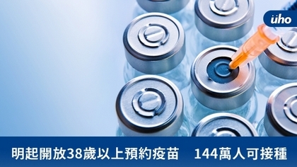 明起開放38歲以上預約疫苗 144萬人可接種
