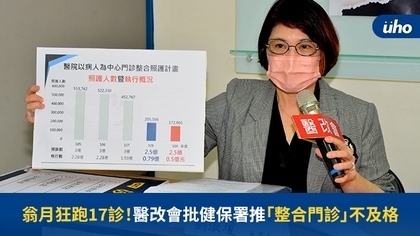 翁月狂跑17診!醫改會批健保署推「整合門診」不及格
